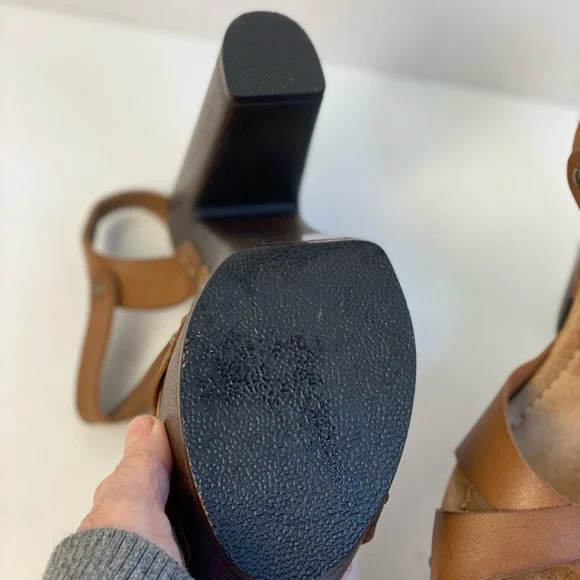 Candie's Brown Platform Shoes with Criss-Cross Straps Vintage - Picture 7 of 15